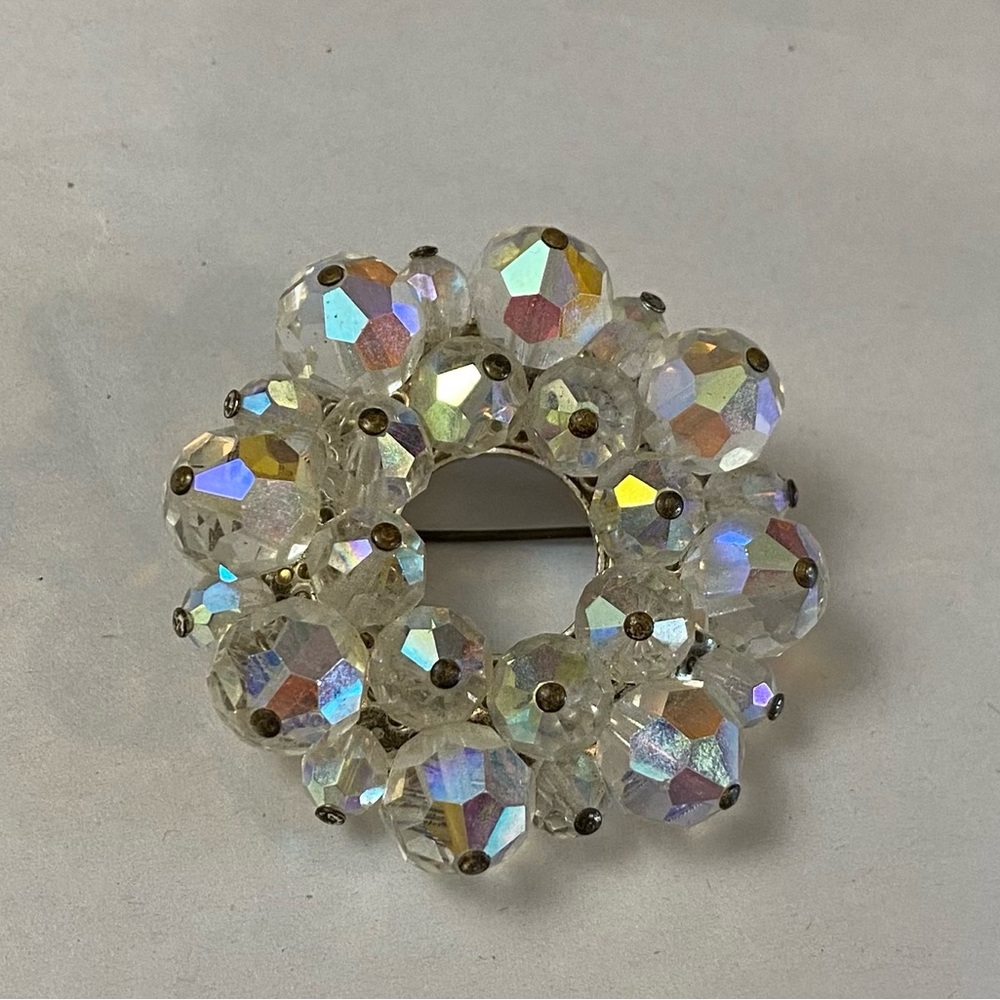 Sparkling Crystal Cluster Brooch